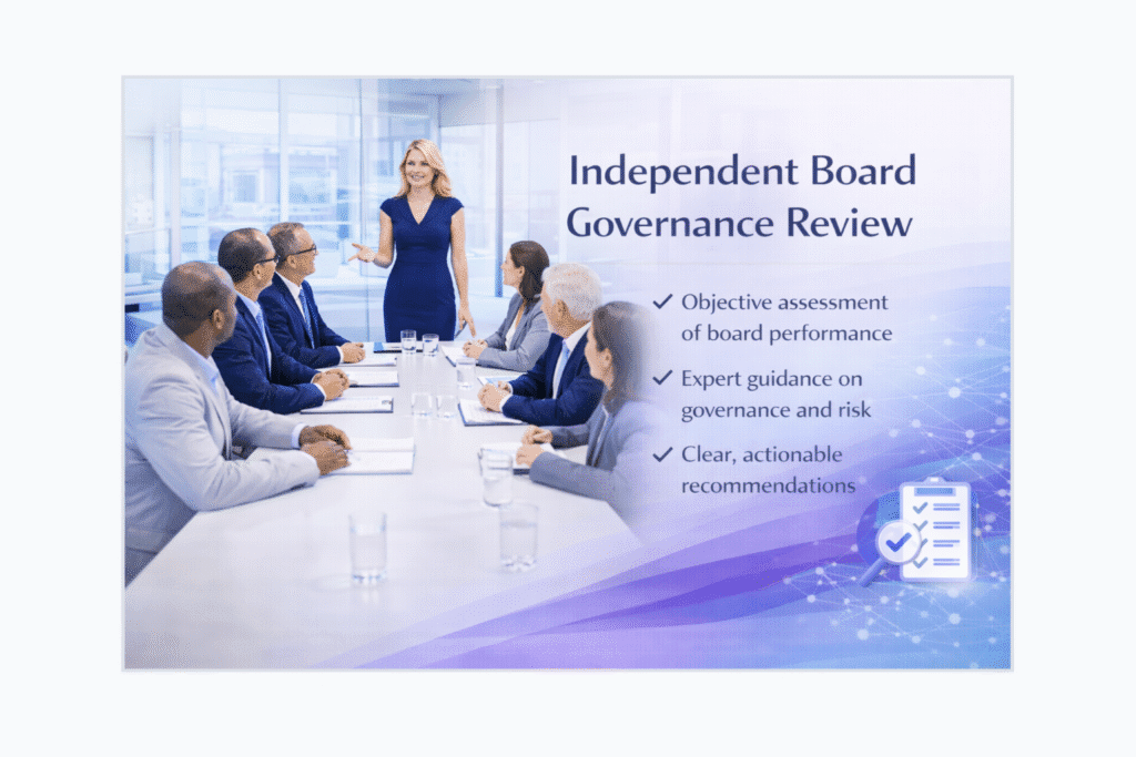 Independent Board Governance Review – objective assessment, governance and risk guidance, and clear actionable recommendations